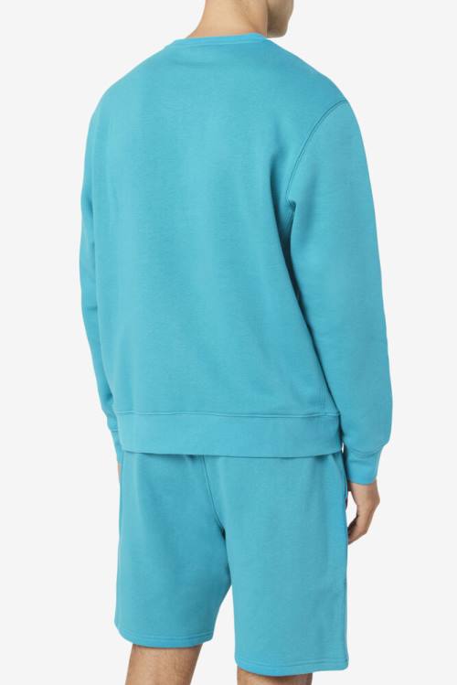 Turquoise Men's Fila Garran Crew Sweatshirts | Fila798DC