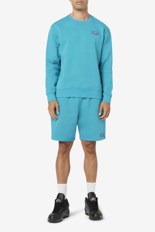 Turquoise Men's Fila Garran Crew Sweatshirts | Fila798DC