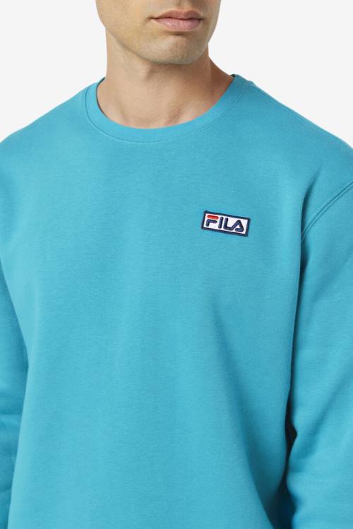 Turquoise Men's Fila Garran Crew Sweatshirts | Fila798DC