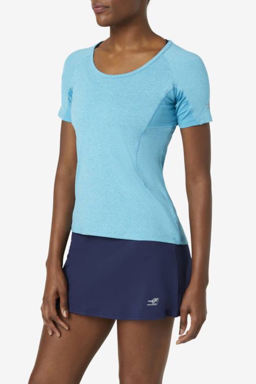 Turquoise Women's Fila Pickleball Sleeve Top T Shirts | Fila893TB