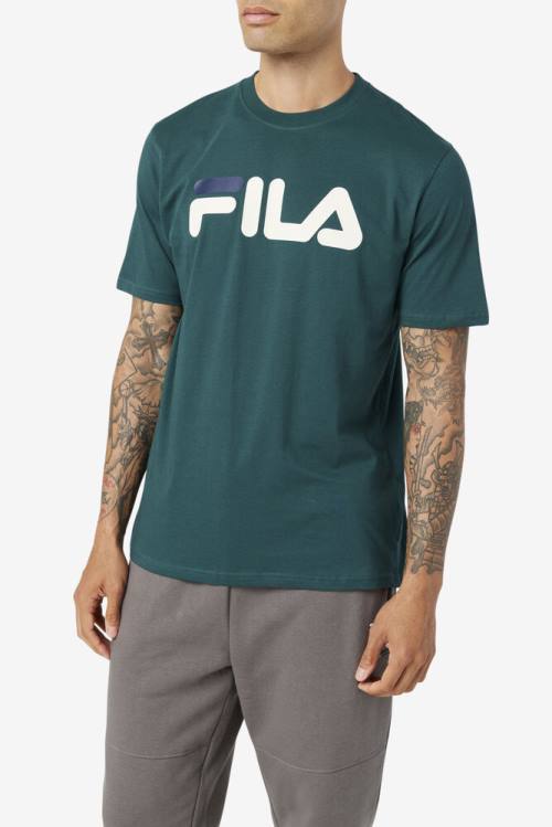 White / Black Men's Fila Eagle Tee T Shirts | Fila367BP