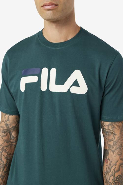 White / Black Men's Fila Eagle Tee T Shirts | Fila367BP