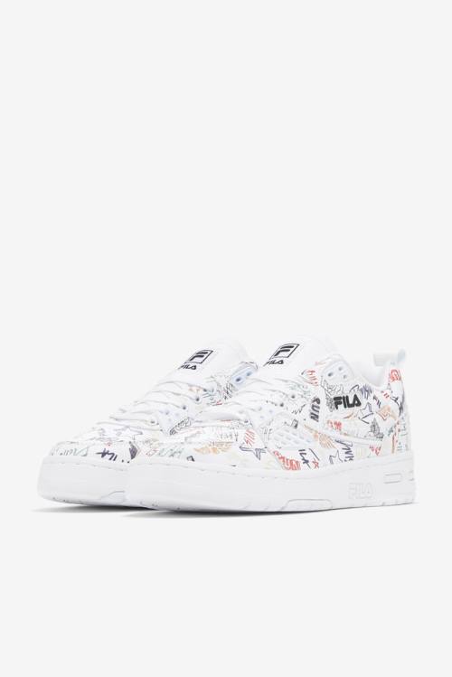 White / Black / Multicolor Men's Fila Ace Scribbles Sneakers | Fila327CD