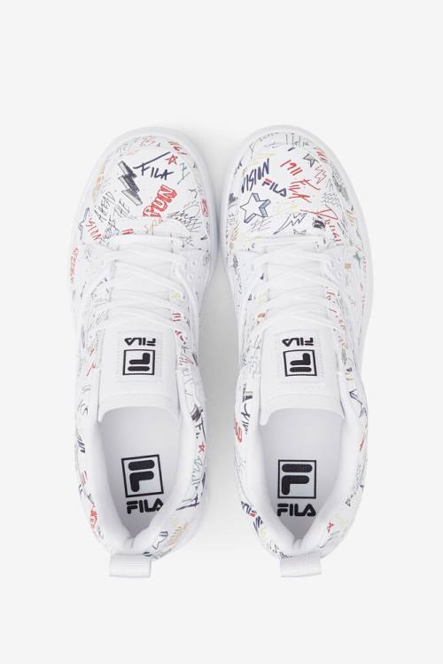 White / Black / Multicolor Men's Fila Ace Scribbles Sneakers | Fila327CD