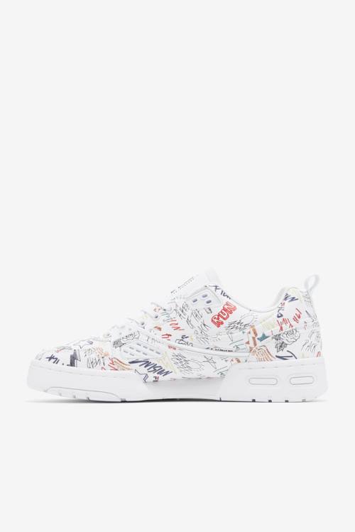 White / Black / Multicolor Men's Fila Ace Scribbles Sneakers | Fila327CD