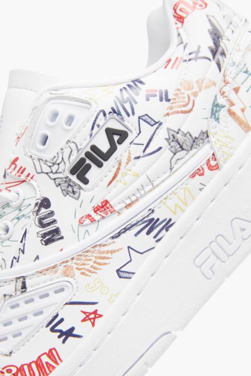 White / Black / Multicolor Men's Fila Ace Scribbles Sneakers | Fila327CD