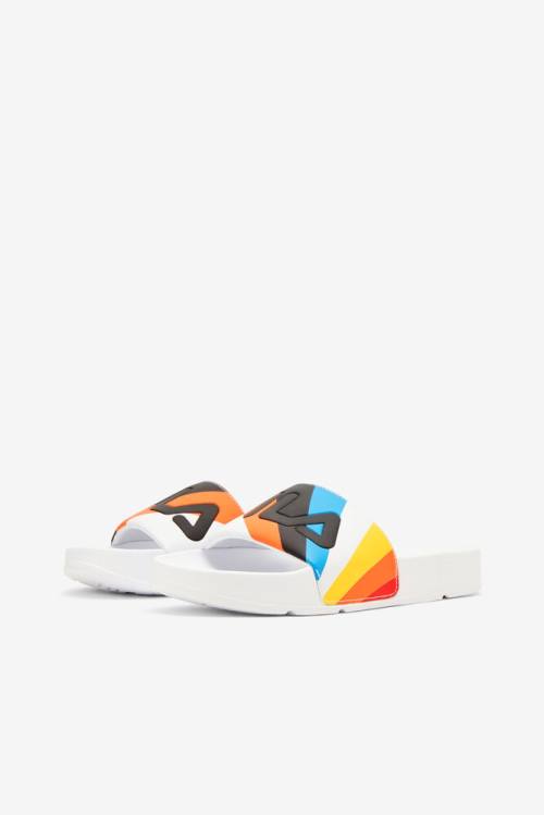 White / Black / Multicolor Women's Fila Drifter Archive Slides | Fila019QH