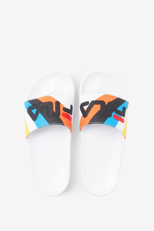 White / Black / Multicolor Women's Fila Drifter Archive Slides | Fila019QH