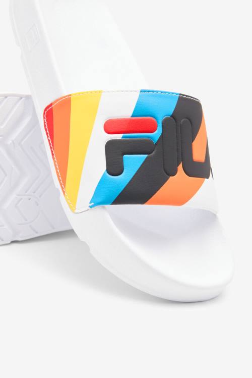 White / Black / Multicolor Women's Fila Drifter Archive Slides | Fila019QH