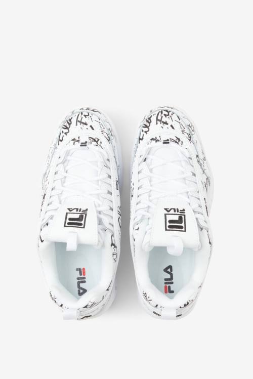 White / Black Women's Fila Disruptor 2 Graffiti Sneakers | Fila254JH