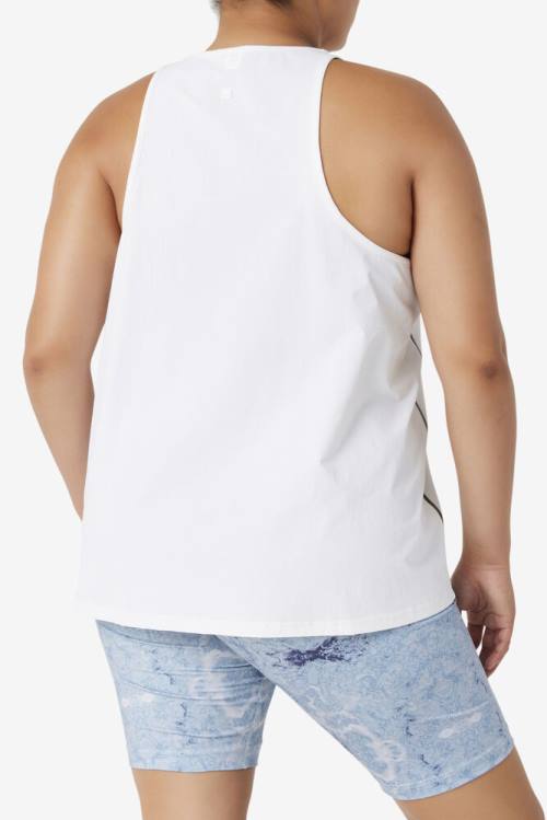 White / Black Women's Fila Fi-lux Loose Tank Top T Shirts | Fila602FP