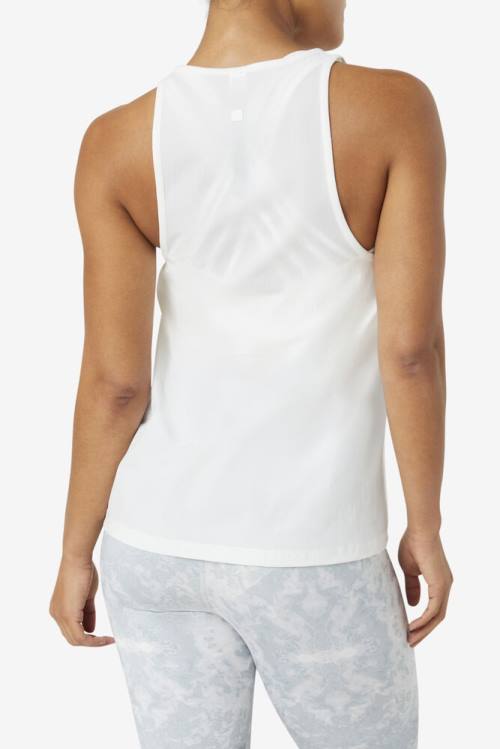 White / Black Women's Fila Fi-lux Loose Tank Top T Shirts | Fila836RS