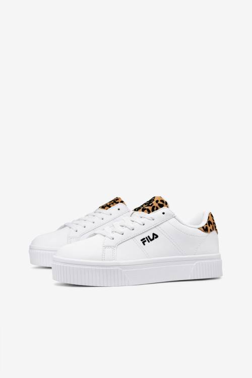 White / Black Women's Fila Panache 19 Leopard Sneakers | Fila293ZC