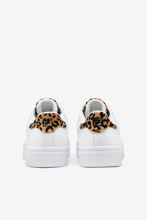 White / Black Women's Fila Panache 19 Leopard Sneakers | Fila293ZC