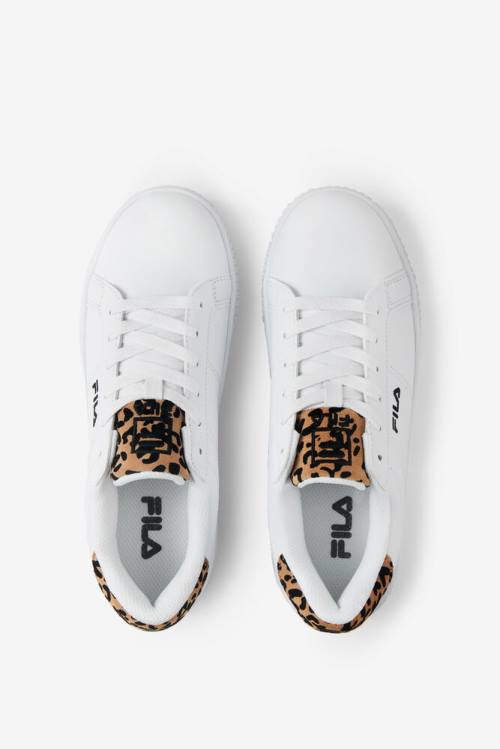 White / Black Women's Fila Panache 19 Leopard Sneakers | Fila293ZC