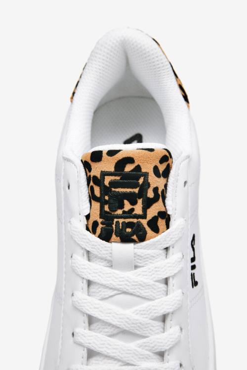 White / Black Women's Fila Panache 19 Leopard Sneakers | Fila293ZC