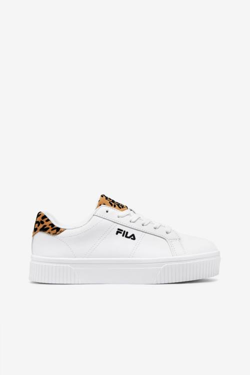 White / Black Women\'s Fila Panache 19 Leopard Sneakers | Fila293ZC