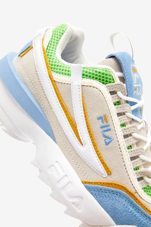 White / Blue / Green Women's Fila Disruptor 2 Exp Sneakers | Fila542IZ