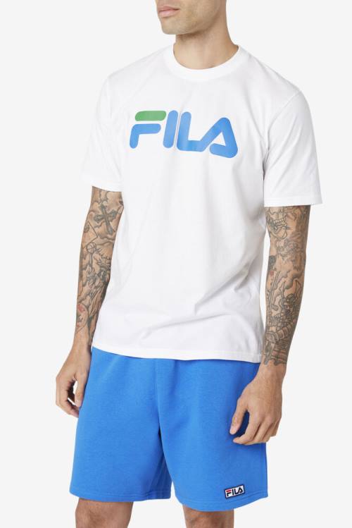 White / Blue Men's Fila Eagle Tee T Shirts | Fila082BP