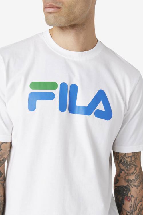 White / Blue Men's Fila Eagle Tee T Shirts | Fila082BP