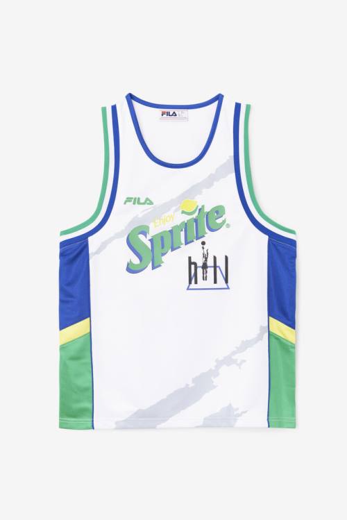 White / Blue Men\'s Fila Grant Hill X Sprite Tank T Shirts | Fila829DV