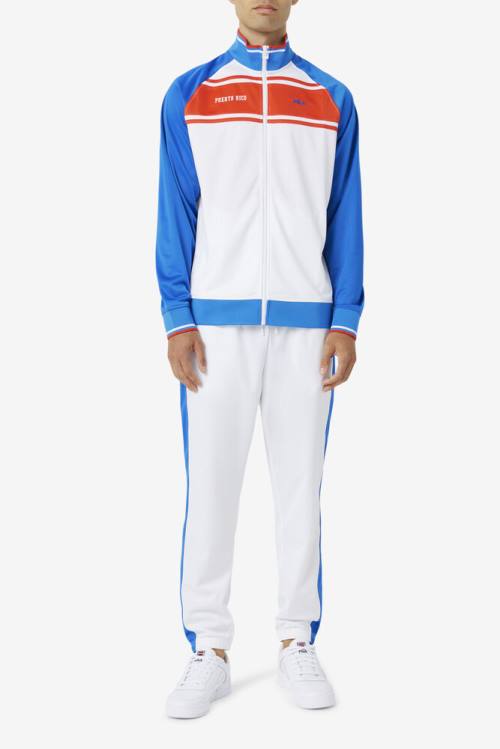 White / Blue Men's Fila Puerto Rico Pants | Fila935WK