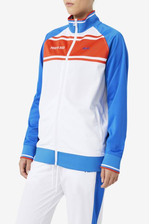 White / Blue / Red Men's Fila Puerto Rico Track Jackets | Fila083AE