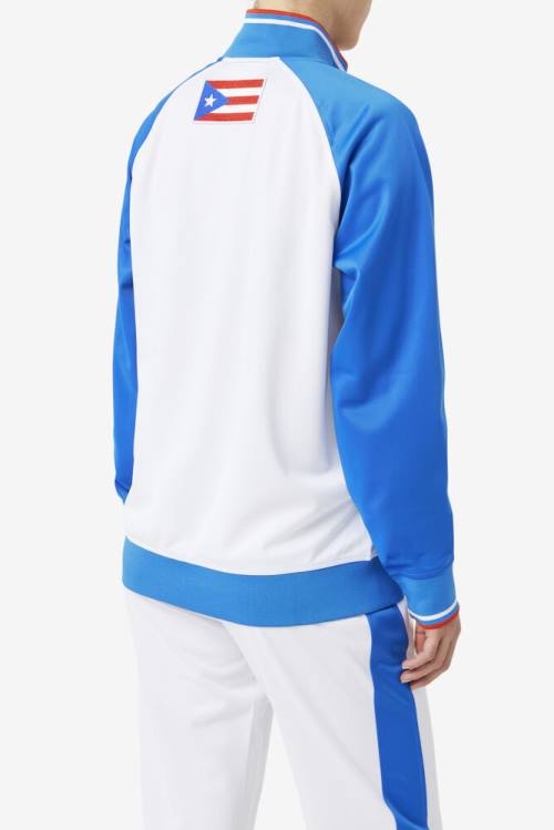 White / Blue / Red Men's Fila Puerto Rico Track Jackets | Fila083AE