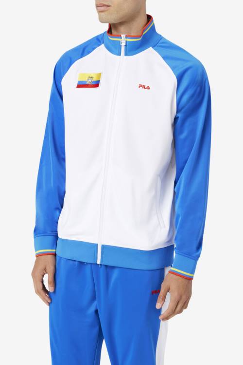 White / Blue / Red / Yellow Men's Fila Ecuador Track Jackets | Fila726QE