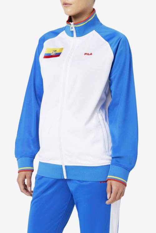 White / Blue / Red / Yellow Men's Fila Ecuador Track Jackets | Fila726QE