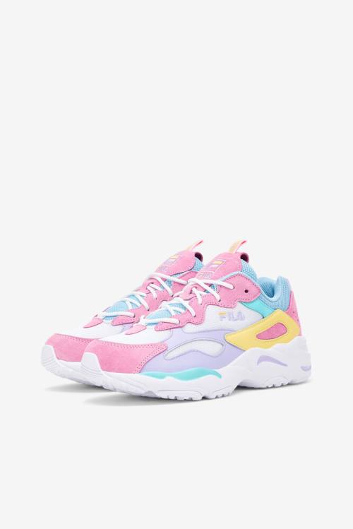 White / Blue Women's Fila Ray Tracer Sneakers | Fila193CQ