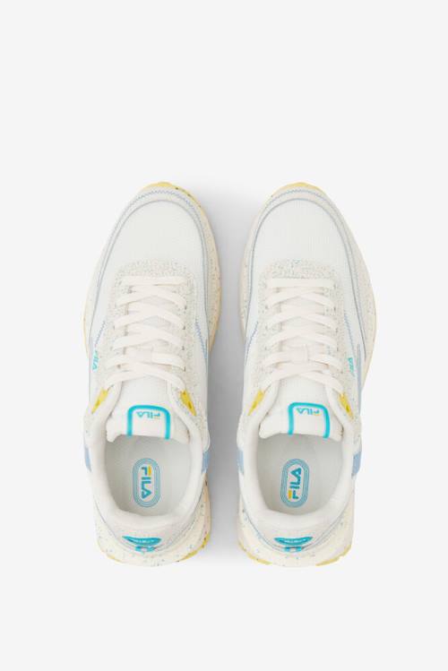 White / Blue Women's Fila Renno Green Splatter Sneakers | Fila978LW