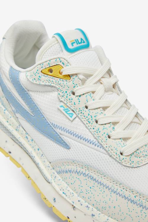 White / Blue Women's Fila Renno Green Splatter Sneakers | Fila978LW