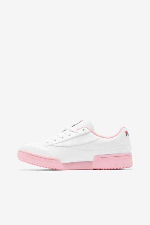 White / Coral Pink / Black Women's Fila Original Tennis Lux X Barneys Sneakers | Fila271LQ