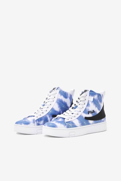 White / Deep Blue Women's Fila Gennaio Tie Dye Sneakers | Fila157UJ