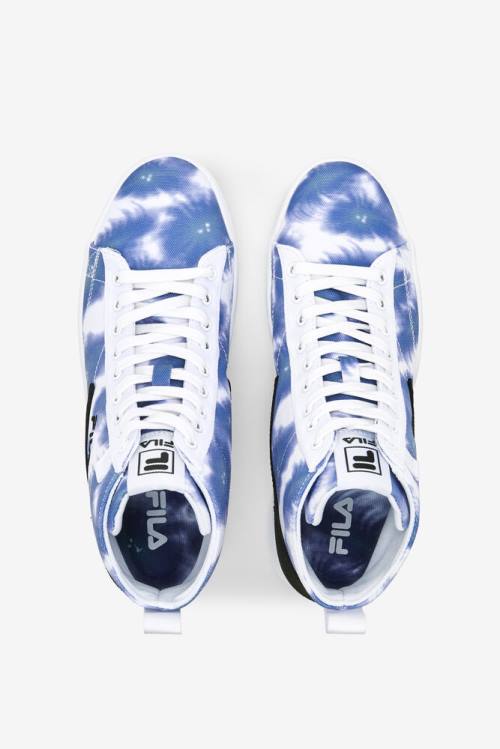 White / Deep Blue Women's Fila Gennaio Tie Dye Sneakers | Fila157UJ