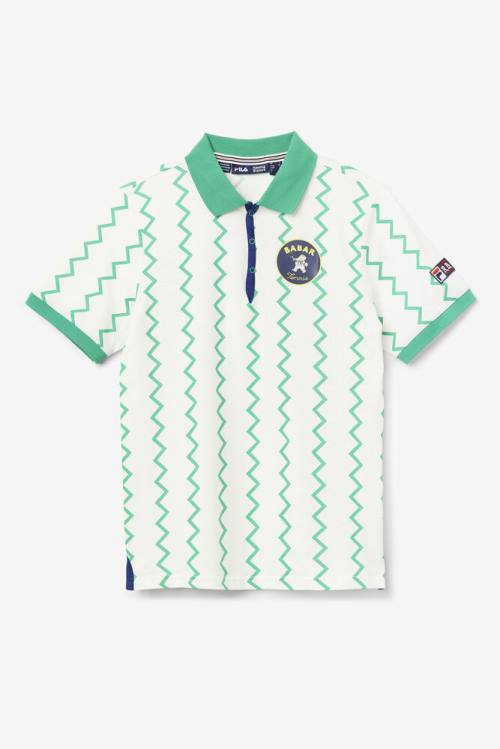 White / Deep Mint / Blue Men\'s Fila X Rb Babar Guye Polo | Fila703EQ