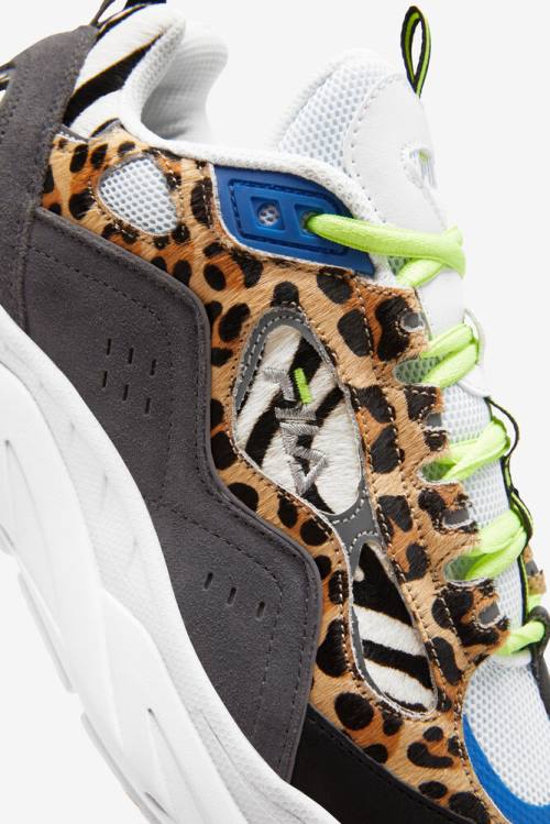 White / Green / Grey Women's Fila Trigate Animal Sneakers | Fila485PY