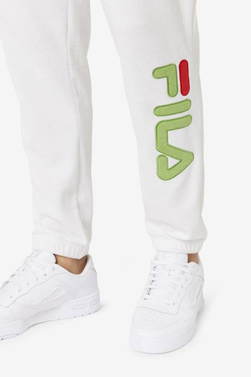 White / Green / Red Men's Fila Mansur Velour Pants | Fila428CN