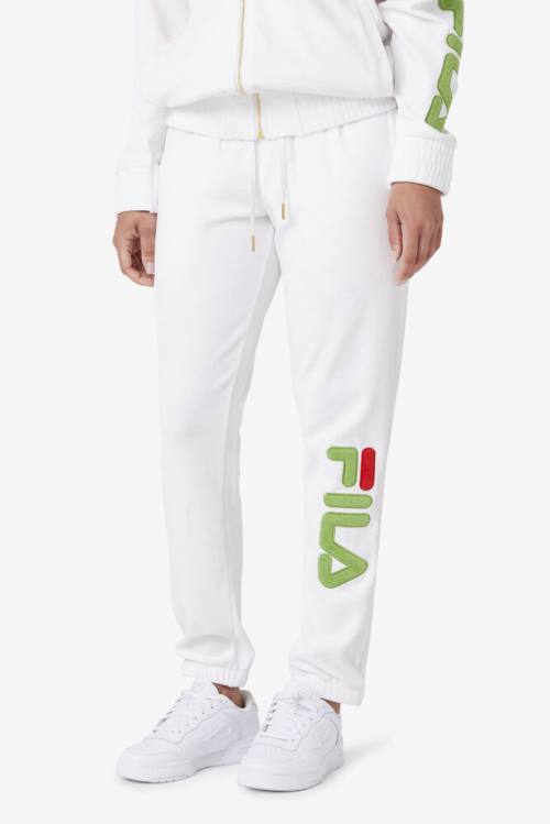 White / Green / Red Men's Fila Mansur Velour Pants | Fila428CN