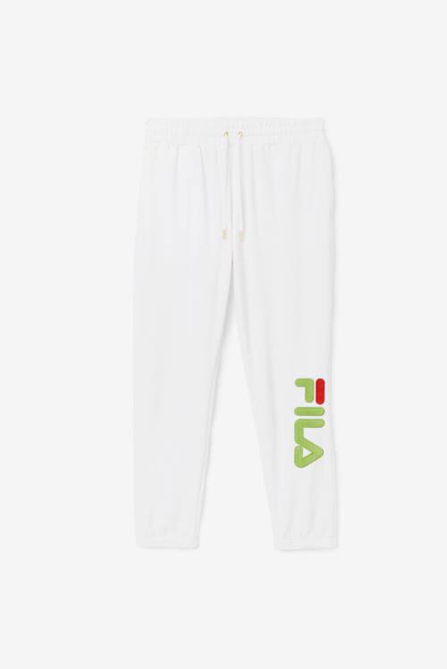 White / Green / Red Men\'s Fila Mansur Velour Pants | Fila428CN