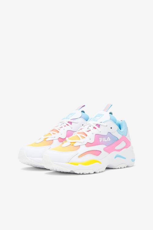 White / Lemon / Blue Women's Fila Ray Tracer Sneakers | Fila248BS