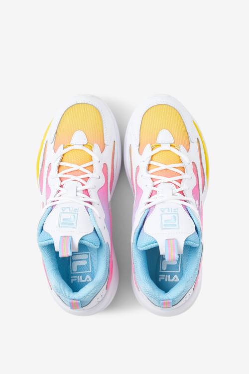 White / Lemon / Blue Women's Fila Ray Tracer Sneakers | Fila248BS