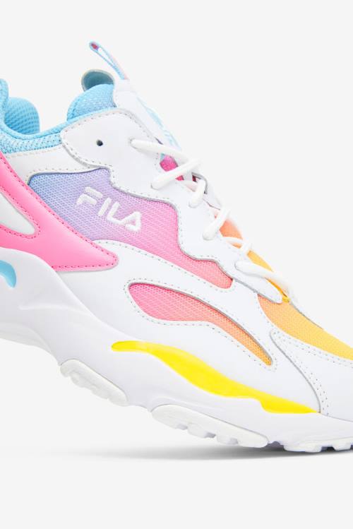 White / Lemon / Blue Women's Fila Ray Tracer Sneakers | Fila248BS