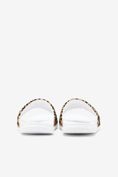 White / Leopard Women's Fila Drifter Luxe Wild Slides | Fila382WR