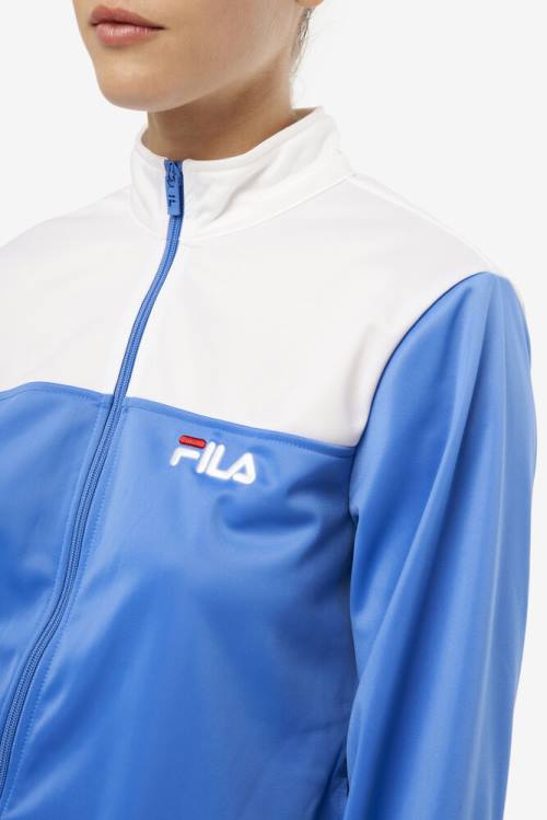 White / Light Blue Women's Fila Mckenna Track Jackets | Fila421MJ