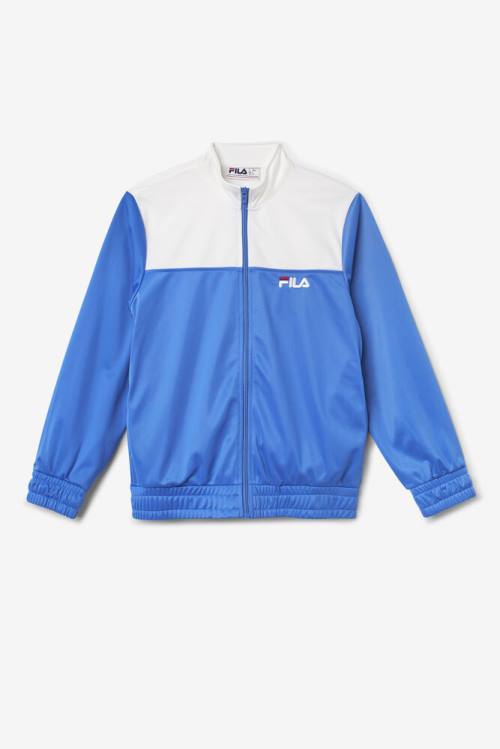 White / Light Blue Women\'s Fila Mckenna Track Jackets | Fila421MJ