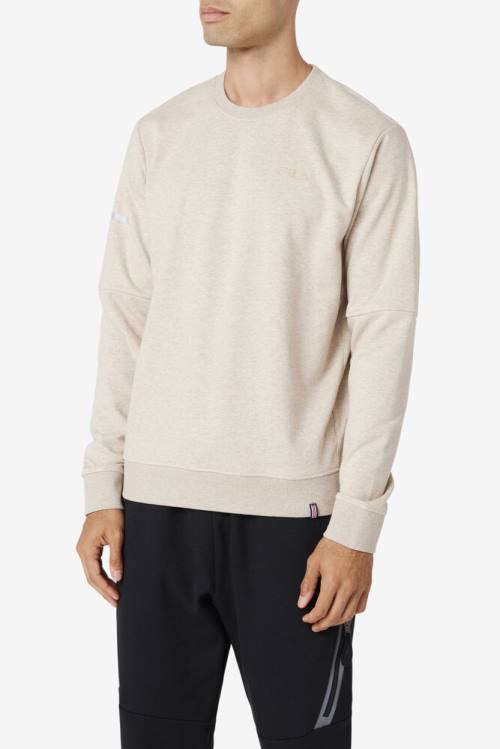 White Men's Fila Commuter Crew Sweatshirts | Fila783QR