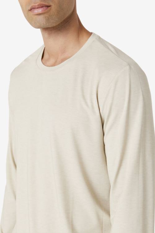 White Men's Fila Commuter Long Sleeve Tee T Shirts | Fila571DV