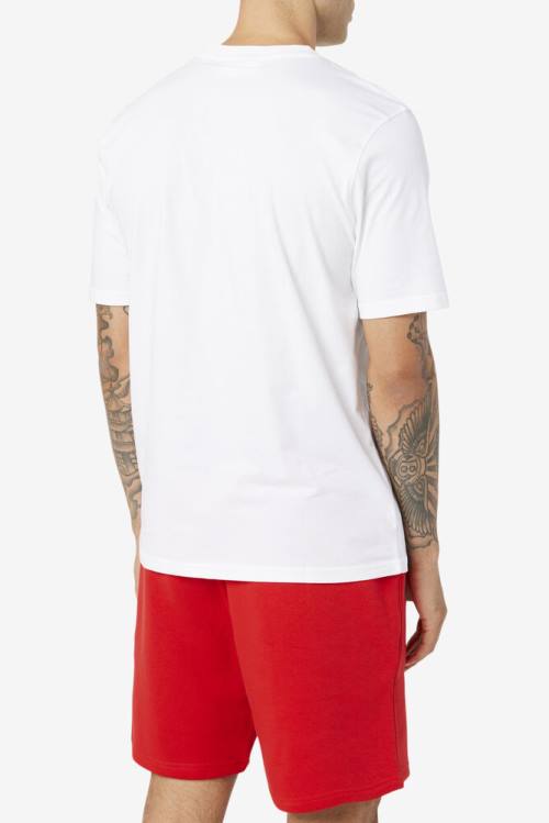 White Men's Fila Curtis Pocket Tee T Shirts | Fila285BE